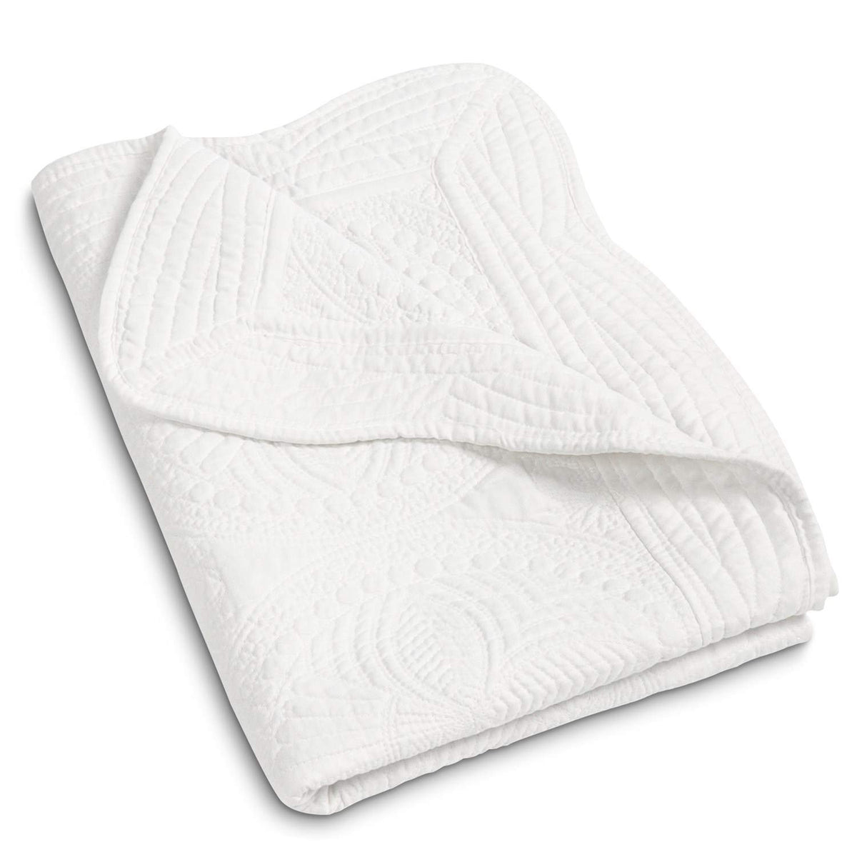 MONOBLANKS baby quilt with scalloped trim detail for nursery decor and warmth