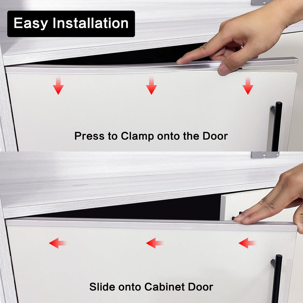 MONOID Drawer Edge Protector on door edge, clear, protects high-traffic edges from nicks.