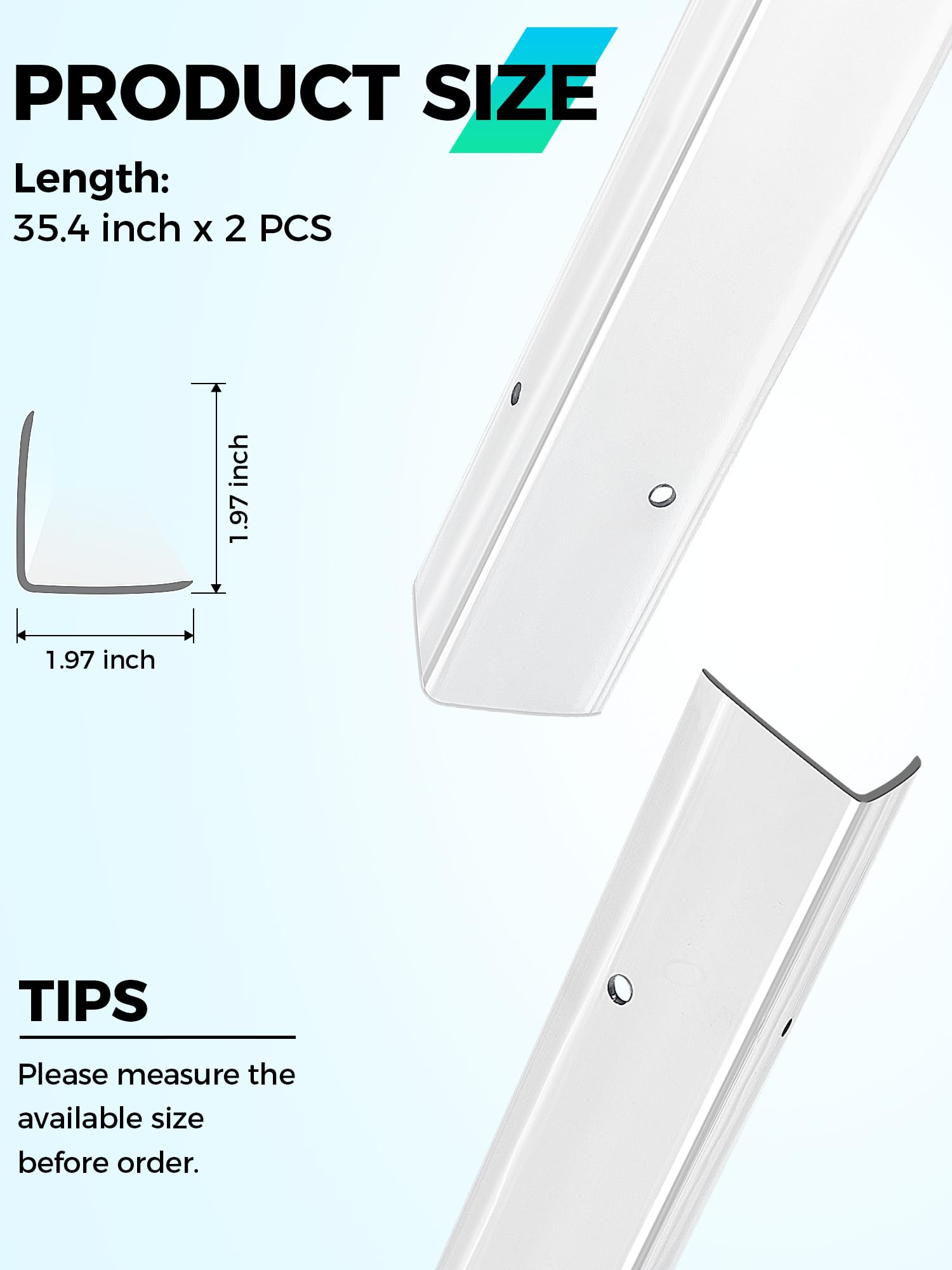 MONOID edge protection highlights smooth chamfer and 89-degree fit for safe corners.