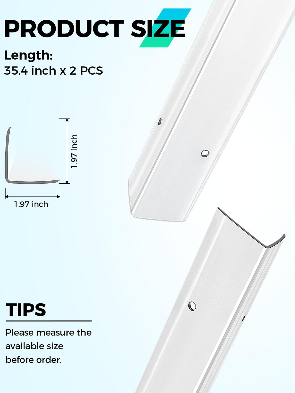 MONOID edge protection highlights smooth chamfer and 89-degree fit for safe corners.