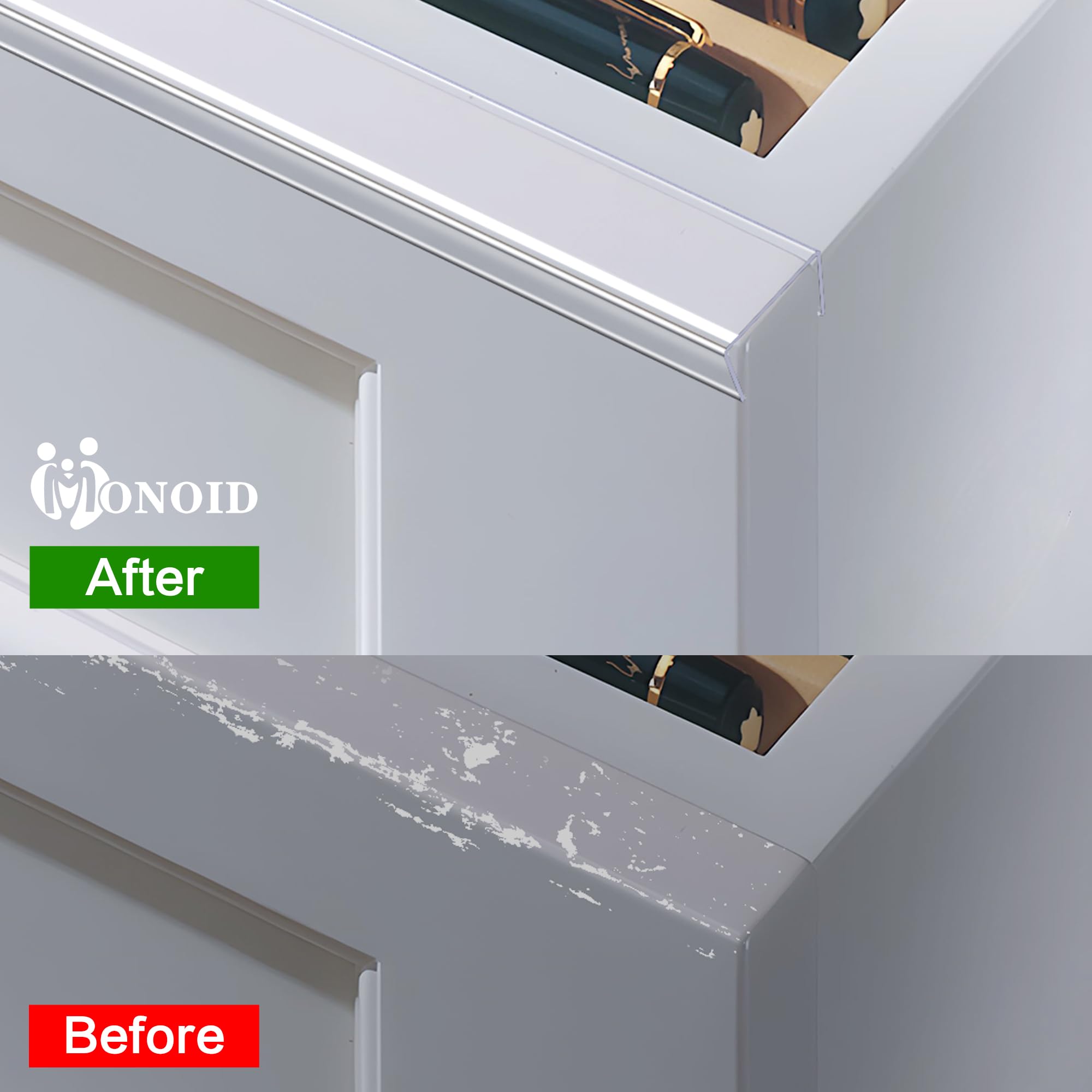 MONOID shelf edge protector cuttable length for customized protection on any furniture