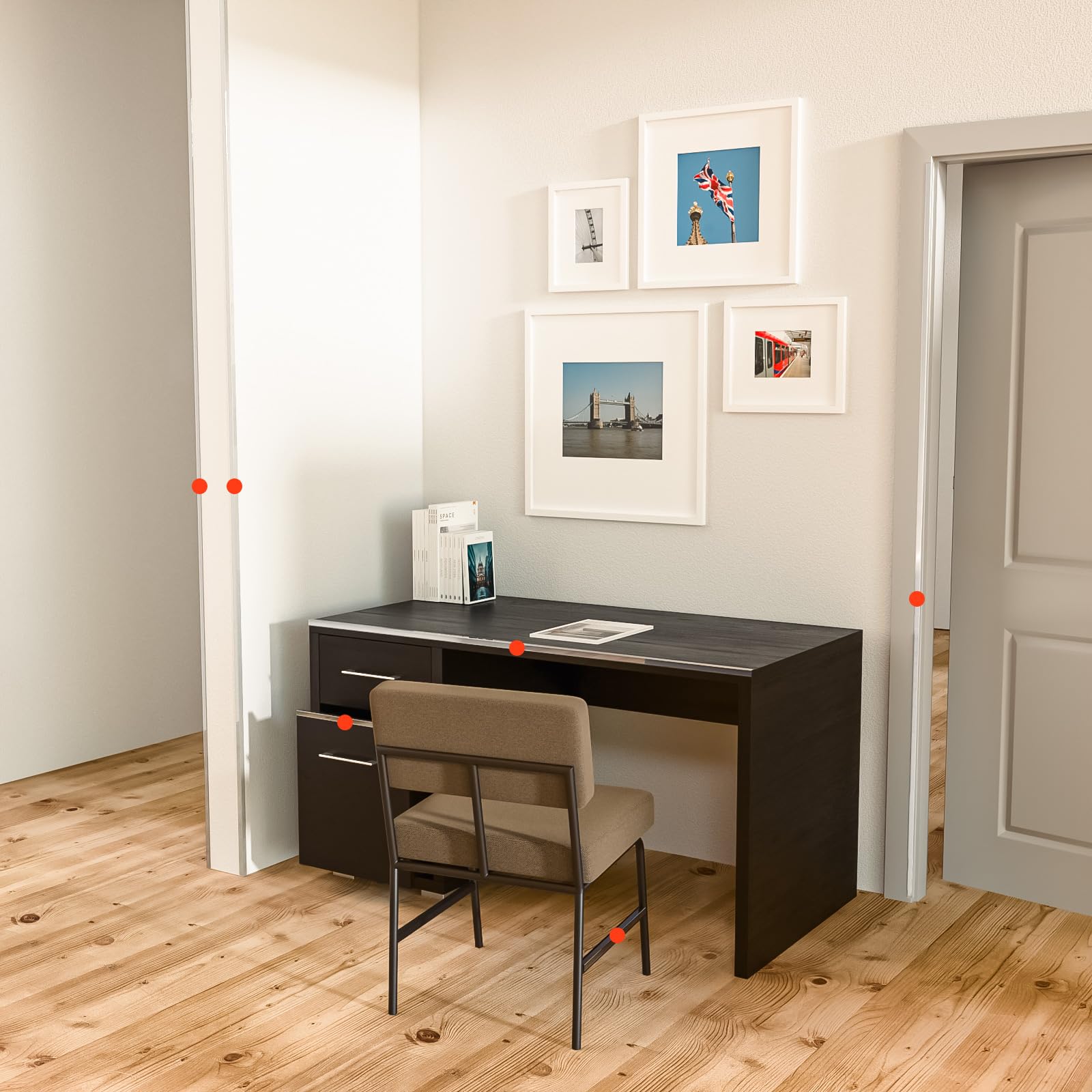 MONOID translucent guards preserve décor while providing edge protection.