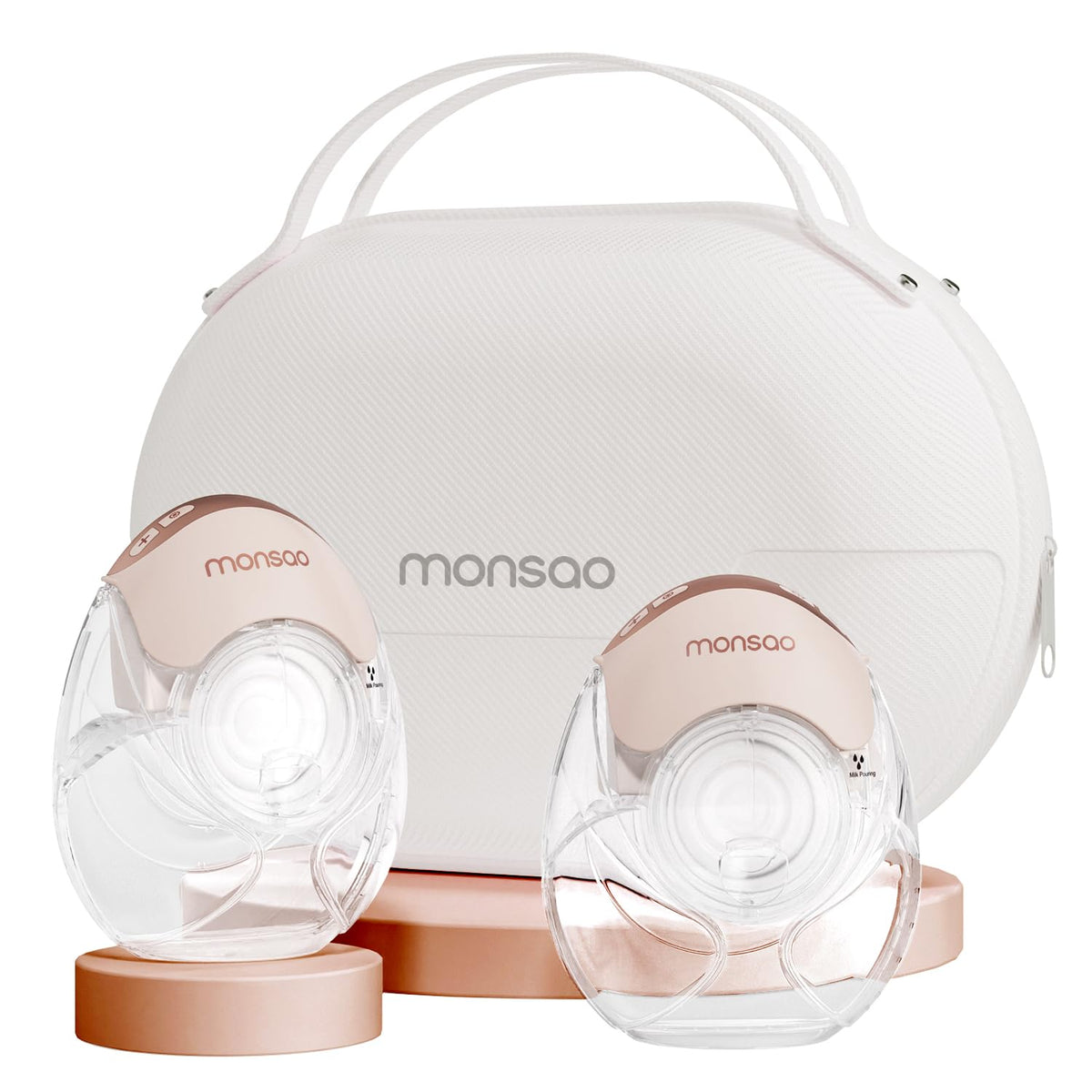 Monsao Wearable Breast Pump compact design for discreet travel pumping.