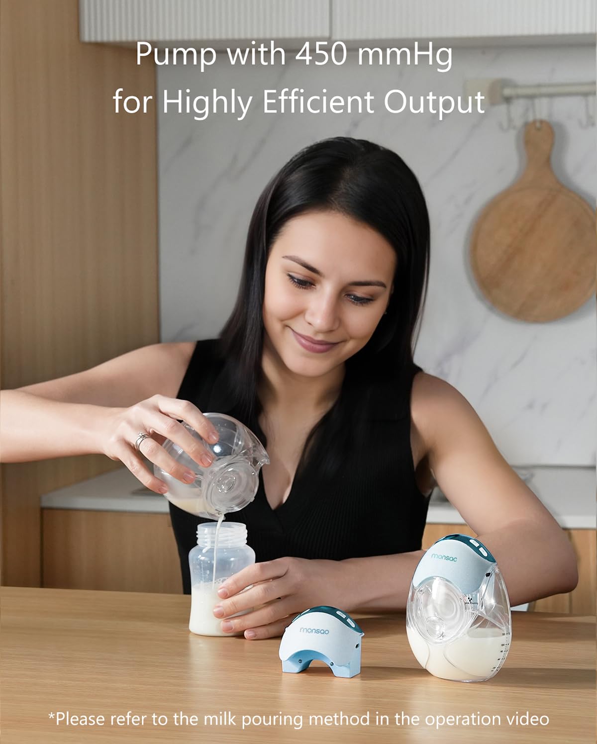 Monsao wearable breastpump offers 12 suction levels for personalized expression.