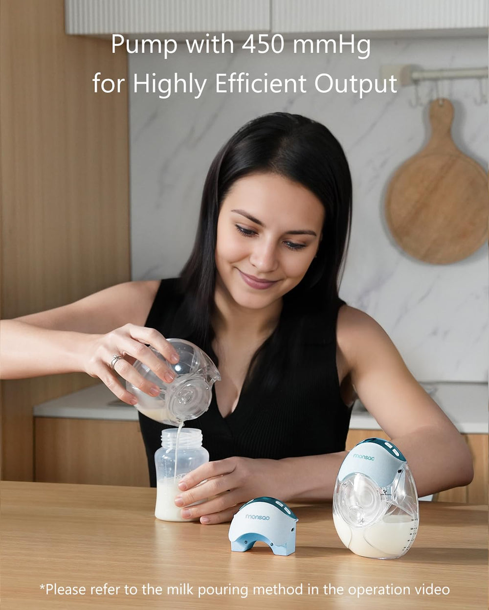 Monsao wearable breastpump offers 12 suction levels for personalized expression.