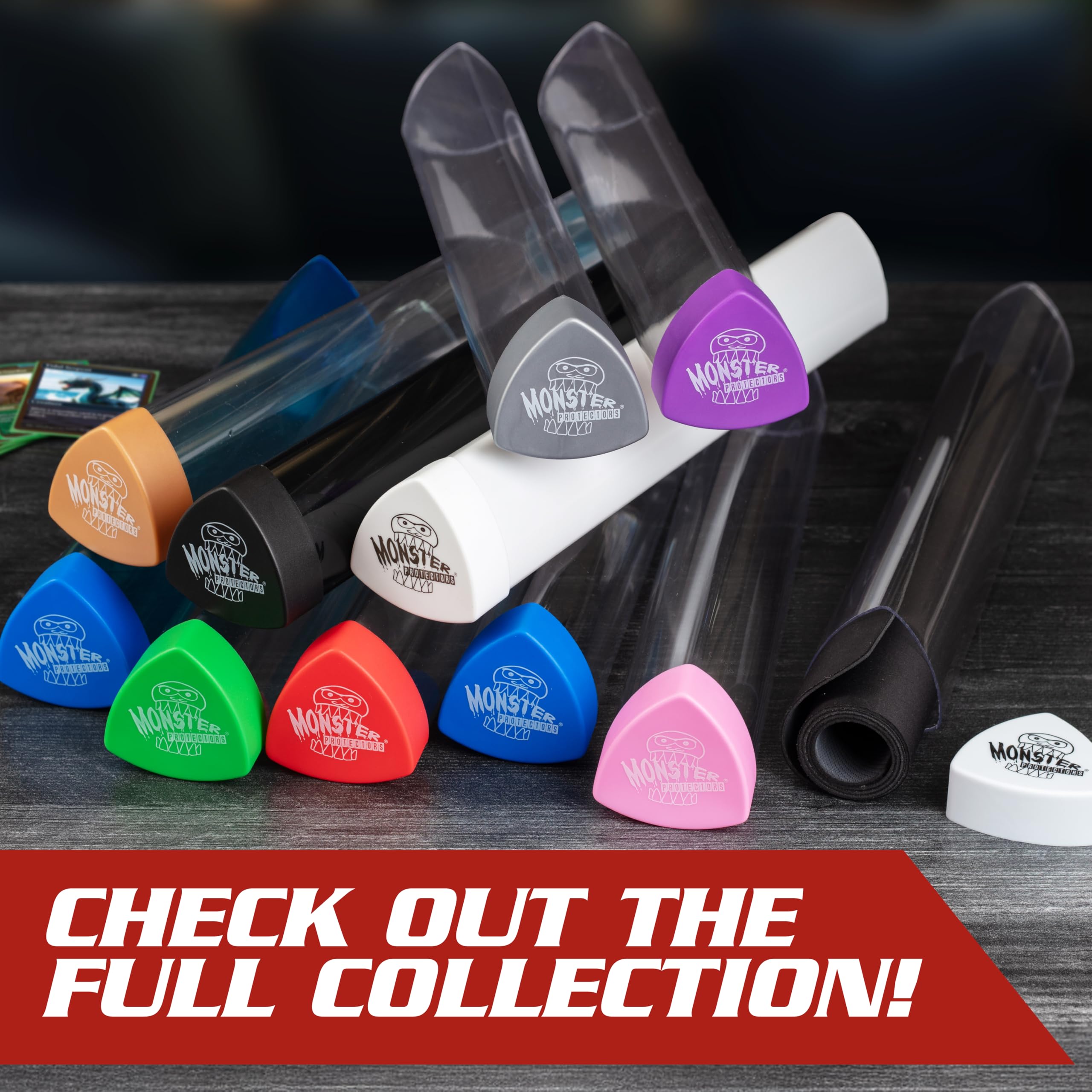 Monster Protectors Prism Playmat Tube stores one mat with protective case.