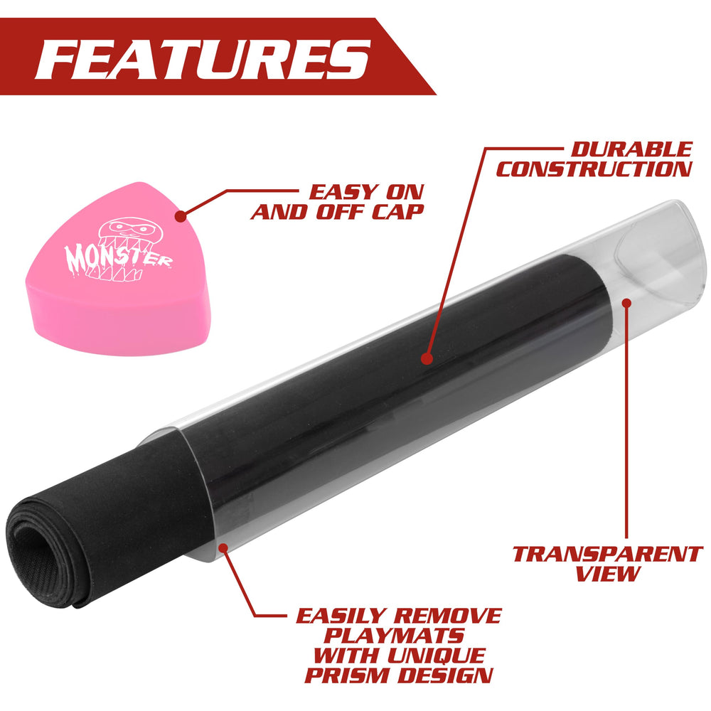 Monster Protectors Prism Playmat Tube triangle design prevents accidental rolls.