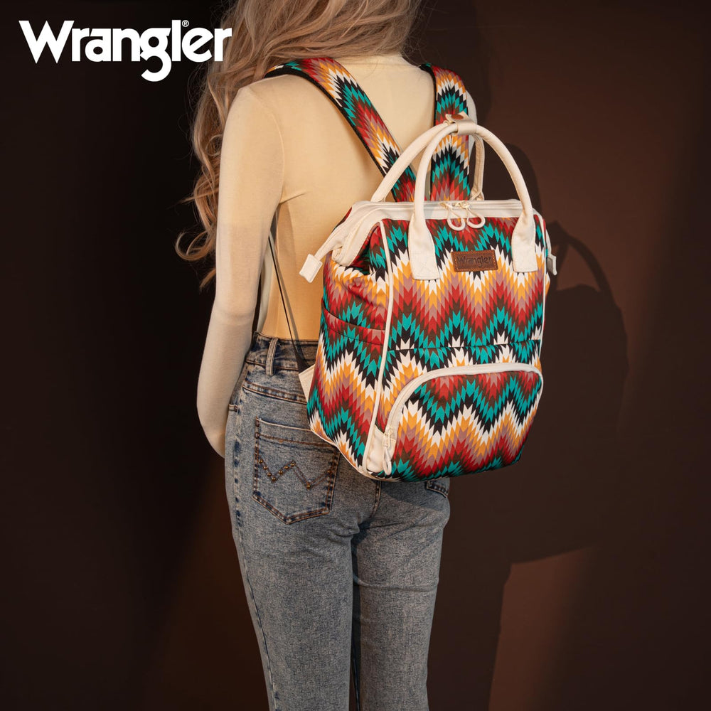 Montana West Wrangler Aztec Diaper Bag multi-use design supports backpack, handbag, or stroller-hanging