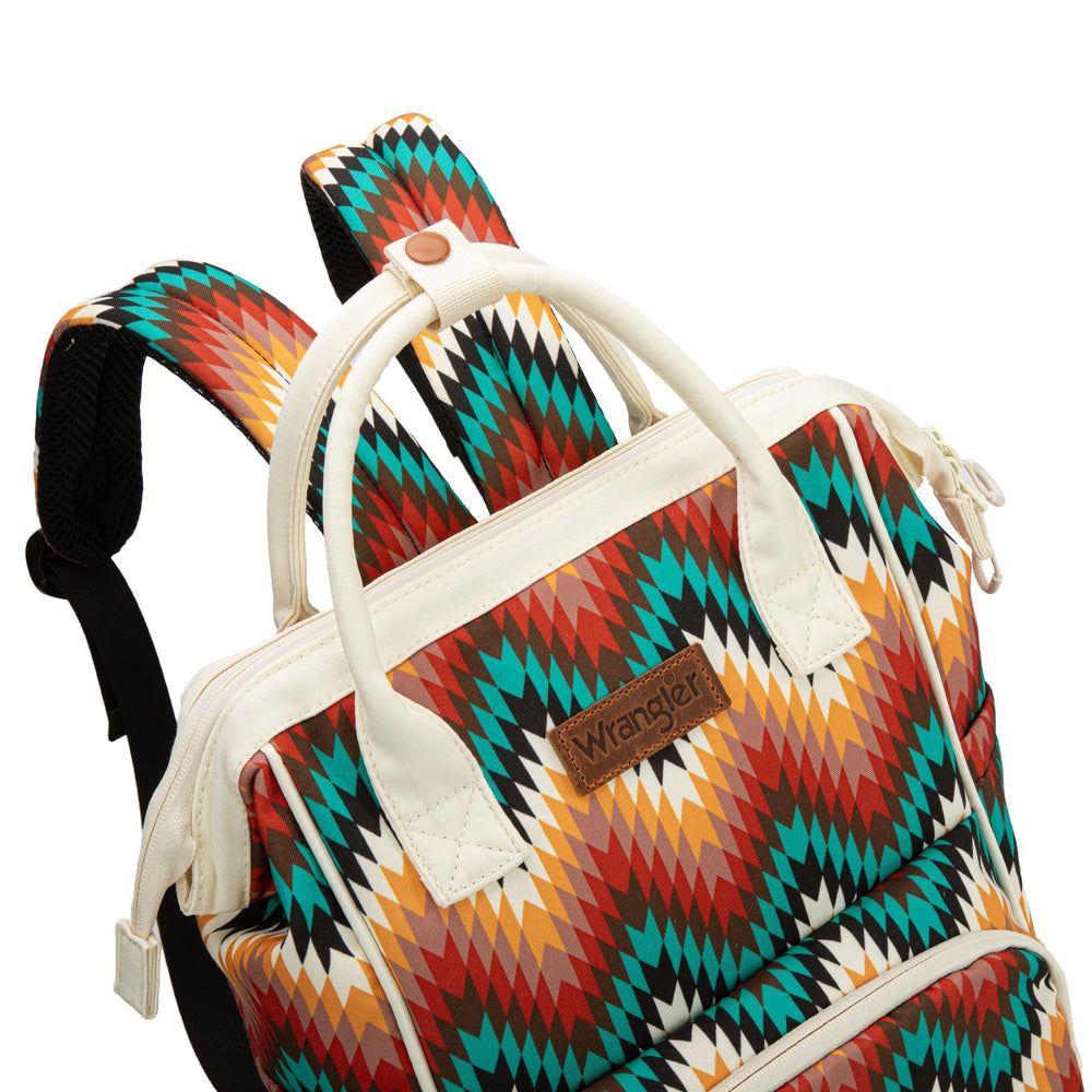 Montana West Wrangler Aztec Diaper Bag with stroller-straps enables convenient stroller attachment during outings