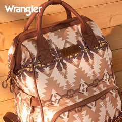 Montana West Wrangler Callie diaper bag backpack straps showing adjustable comfort for long outings.