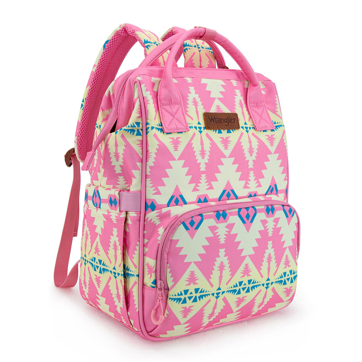 Montana West Wrangler Callie diaper bag backpack with stroller straps in SW pattern, stylish and practical.