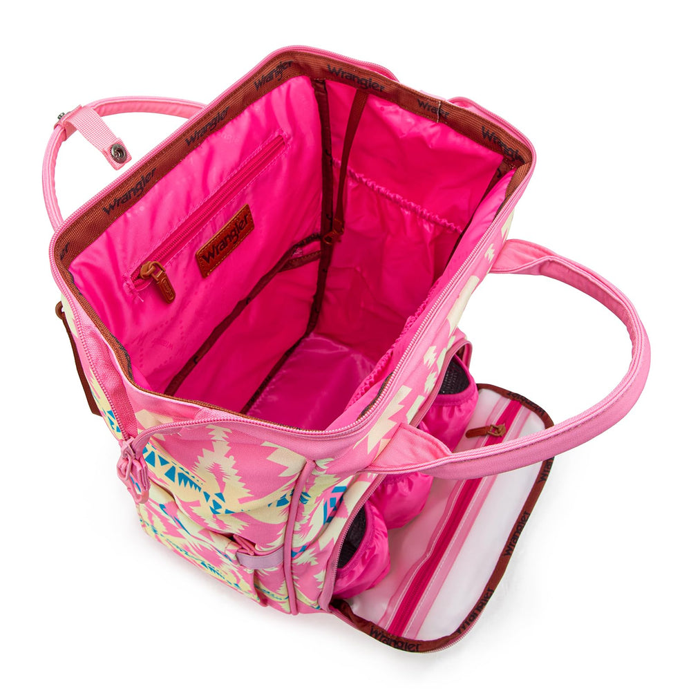 Montana West Wrangler Callie bag shows waterproof compartment for damp items and daily messes.
