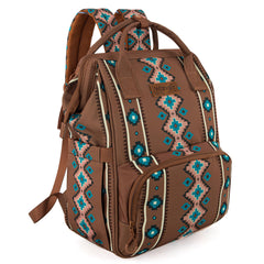 Montana West Wrangler Callie diaper bag backpack enabling hands-free, organized travel.