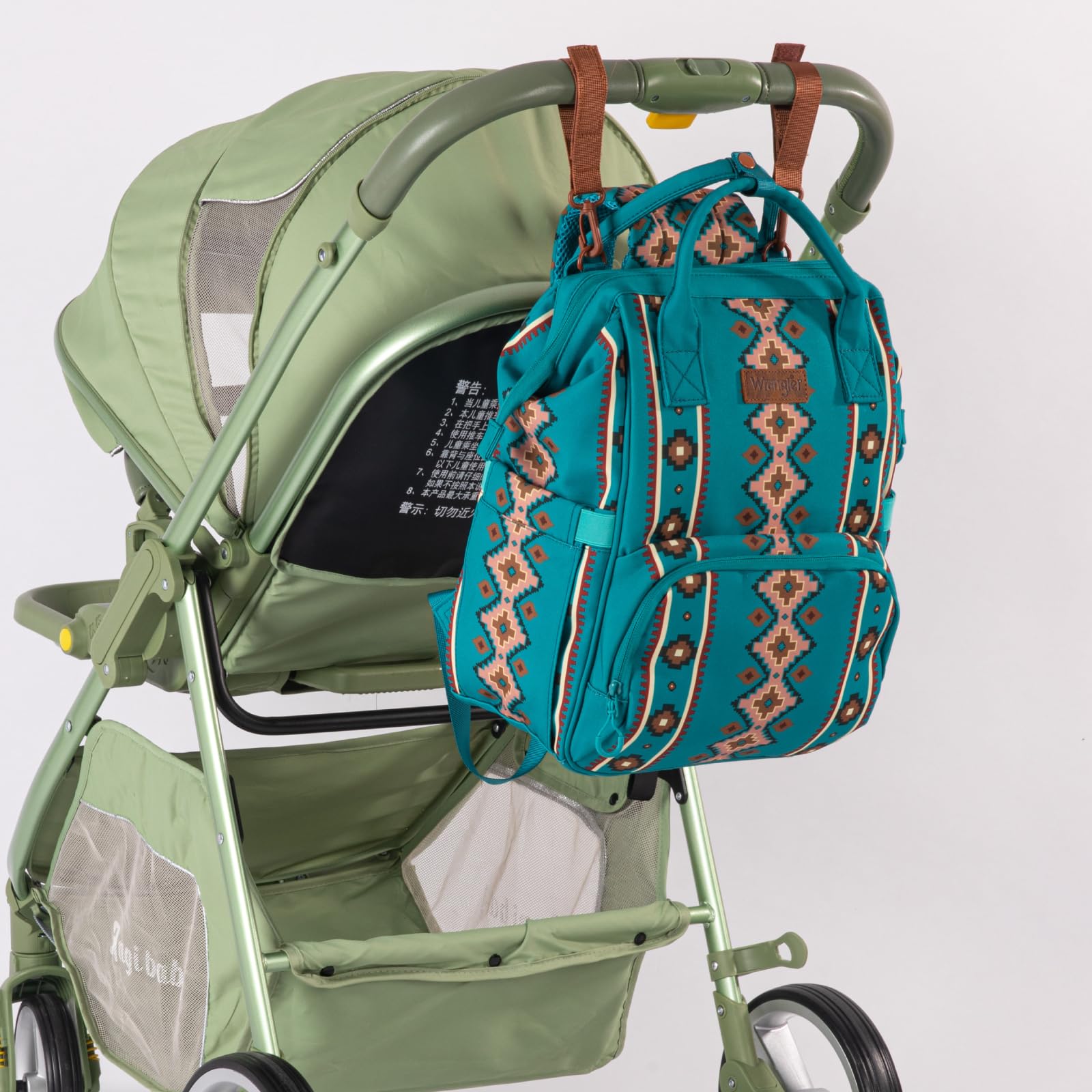 Montana West Wrangler Callie diaper bag dimensions-14-3x10-8x7-2—compact yet roomy.