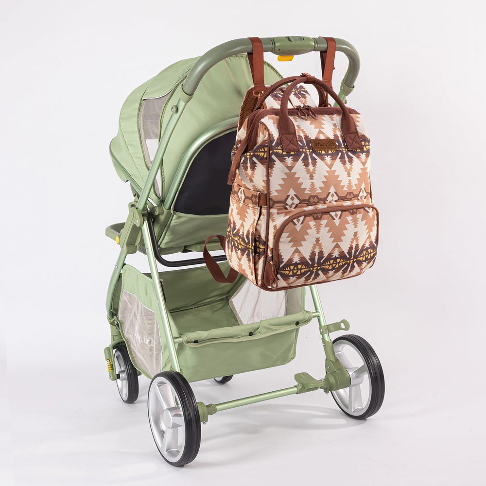 Montana West Wrangler Callie diaper bag material closeup highlights durable fabric and stitching.