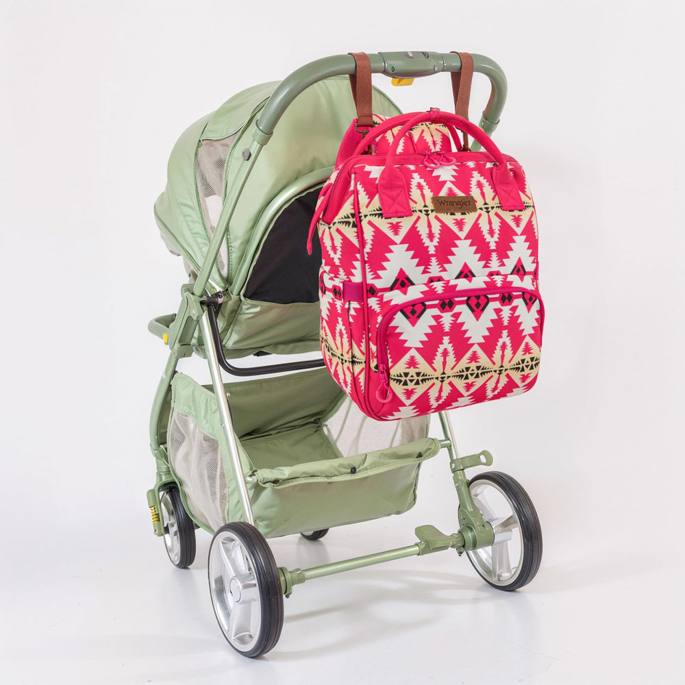 Montana West Wrangler Callie multi use strap setup demonstrates backpack handbag or stroller hanging versatility