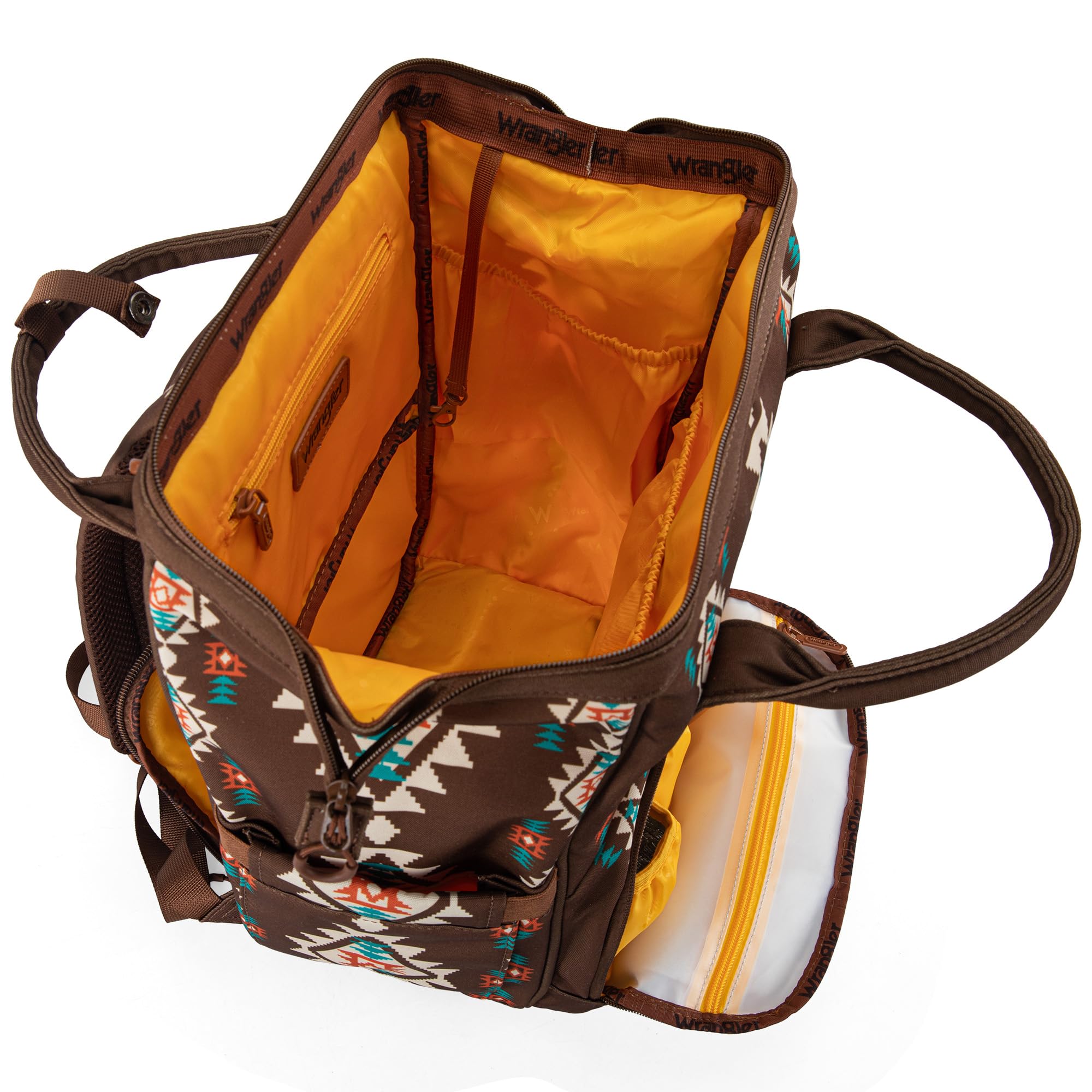 Montana West Wrangler Callie diaper bag stroller attachment keeps bag within reach on quick trips.