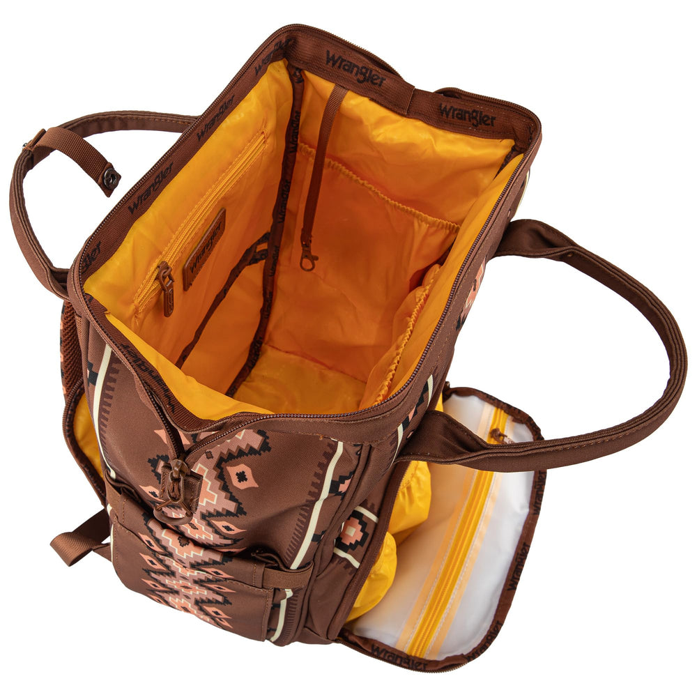 Montana West Wrangler Callie Diaper Bag waterproof compartment, protects contents from spills.