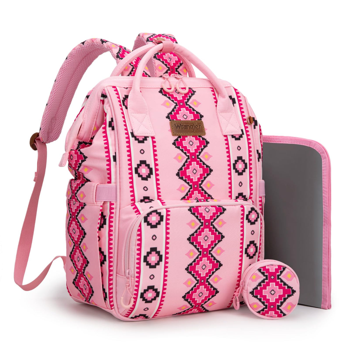 Montana West Wrangler diaper bag front view with Aztec pattern for stylish daily parenting.