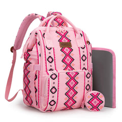 Montana West Wrangler diaper bag front view with Aztec pattern for stylish daily parenting.