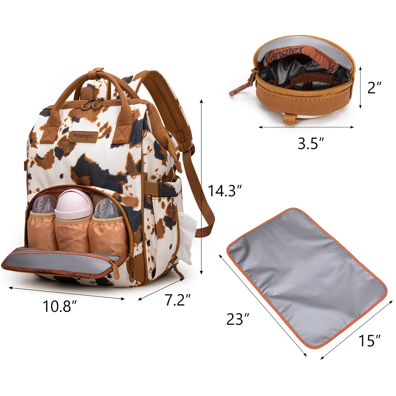 Montana West Wrangler Diaper Bag Inside Organizers reveals five interior pockets for neat packing