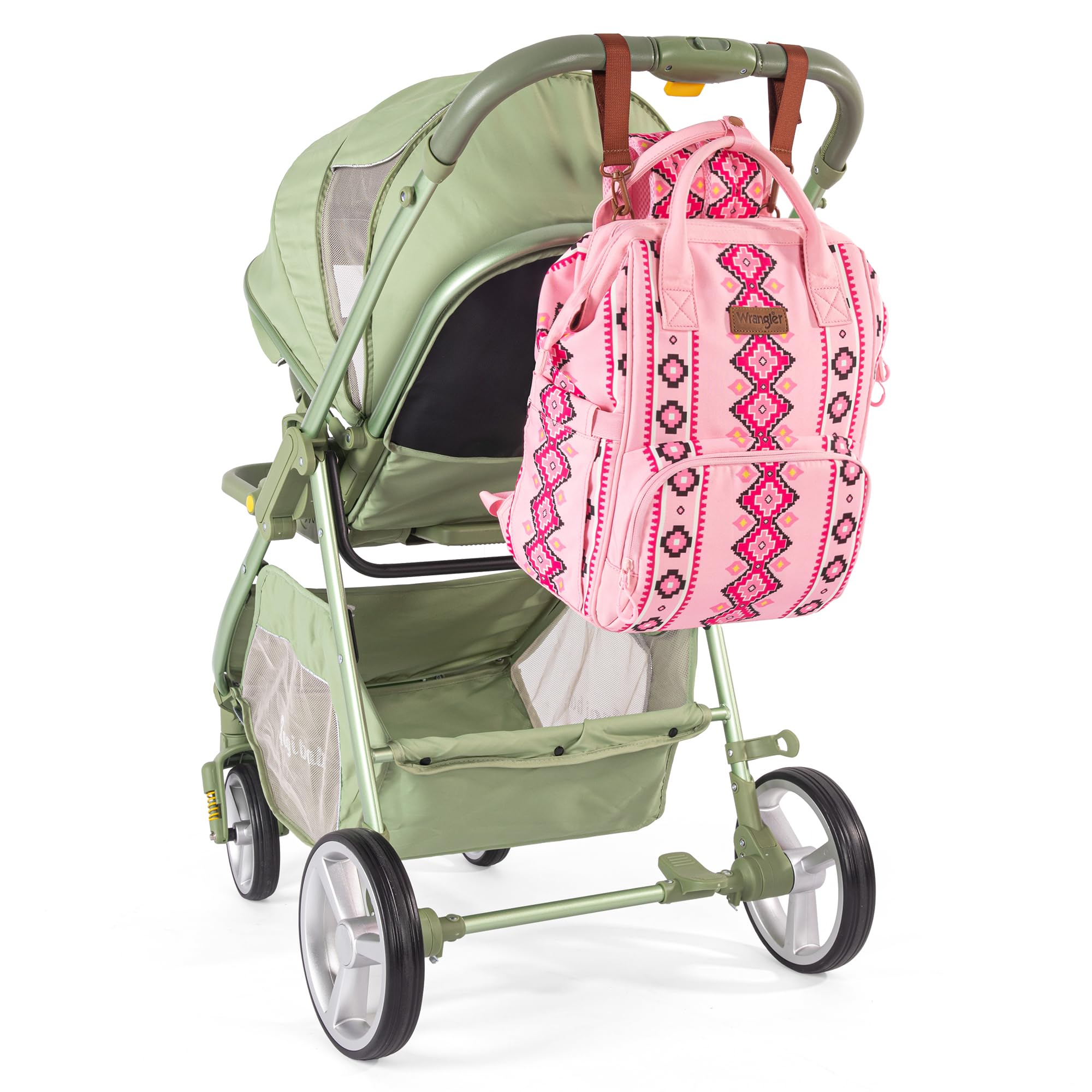 Montana West Wrangler diaper bag organized interior with multiple pockets for quick access.
