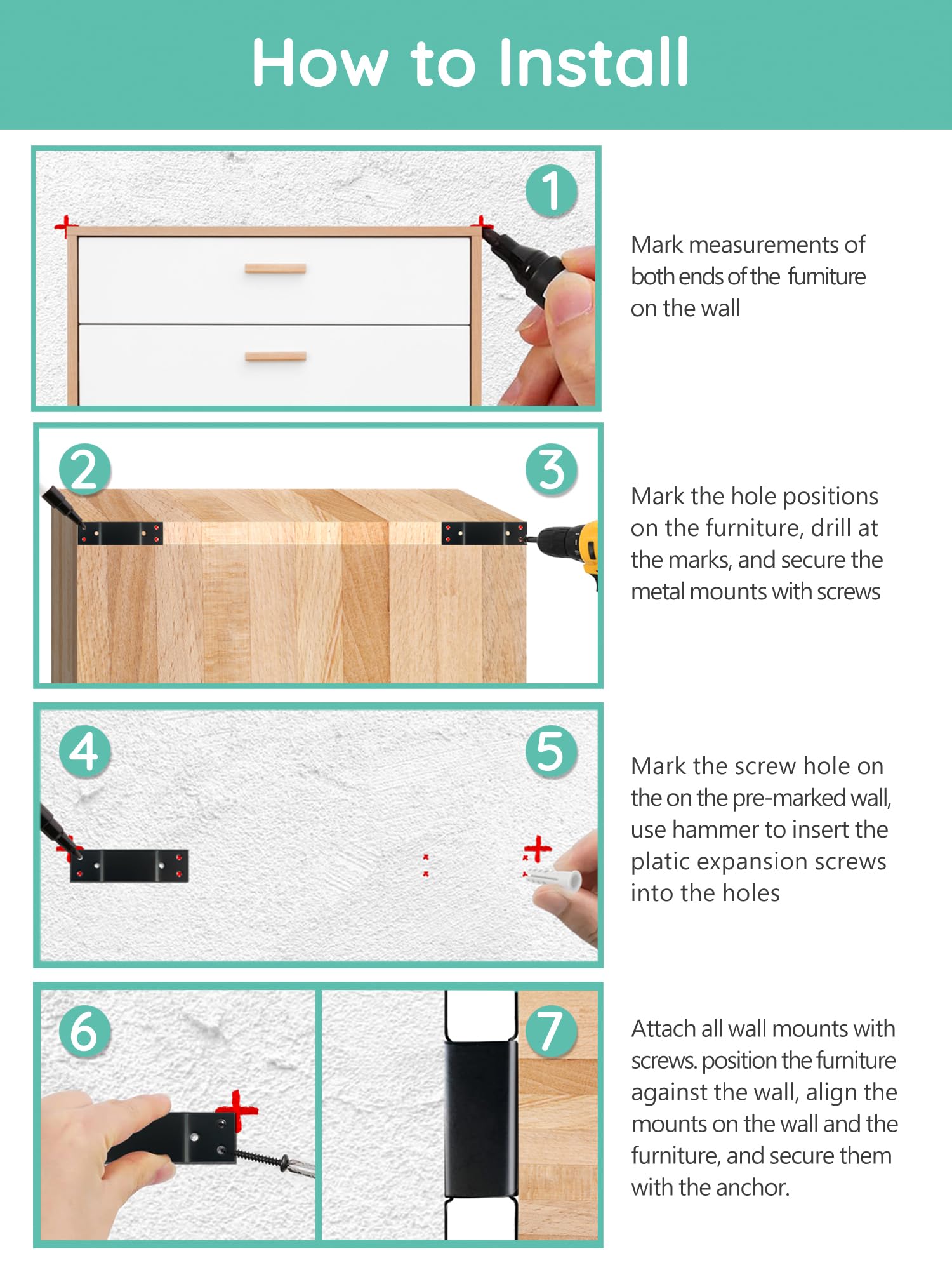 Montane furniture anchors for bookshelf showing edge-to-edge support.