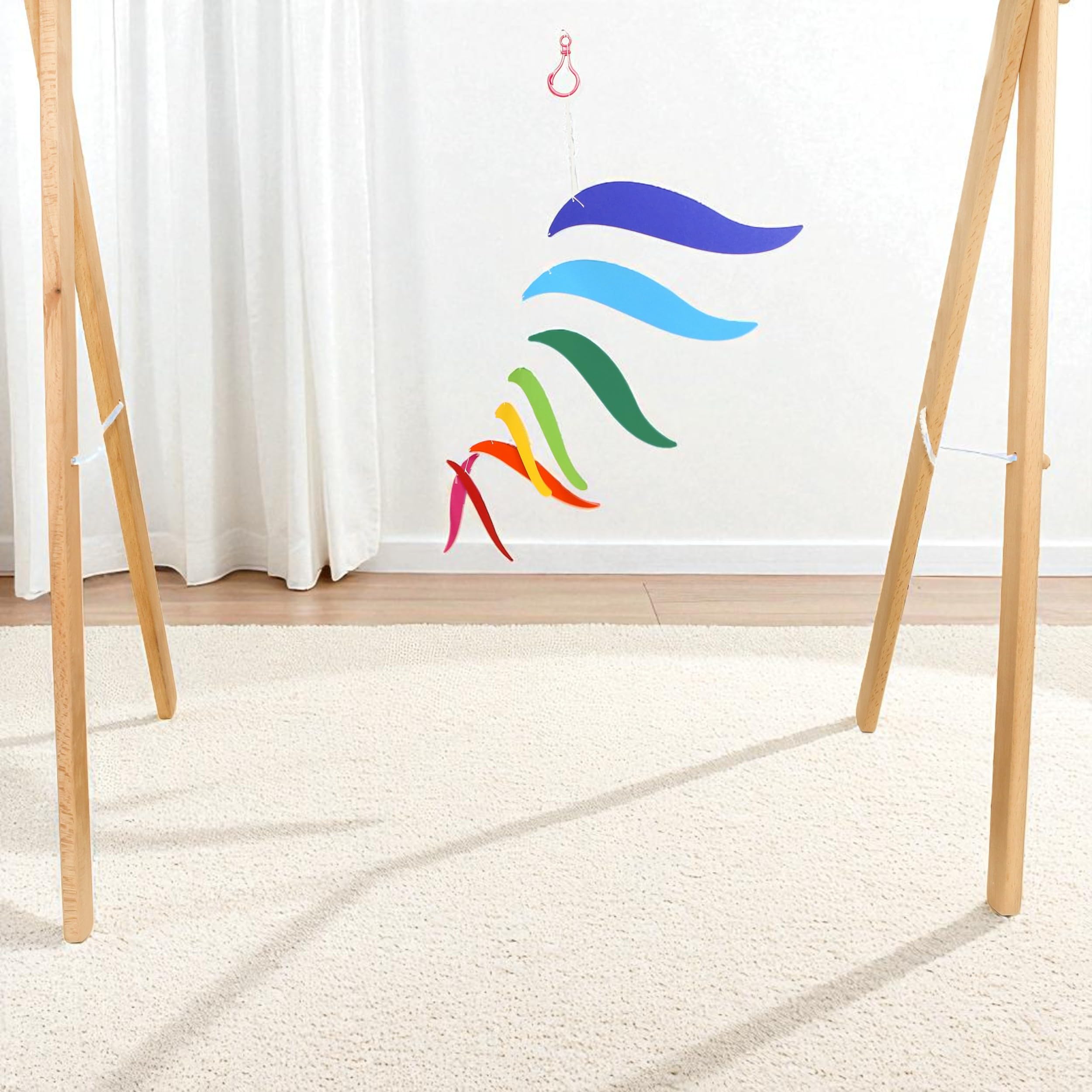 Montessori baby mobile natural materials ensure baby-safe play space