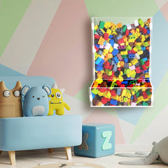 Montex wall toy dispenser side view demonstrates compact vertical space efficiency for small rooms.