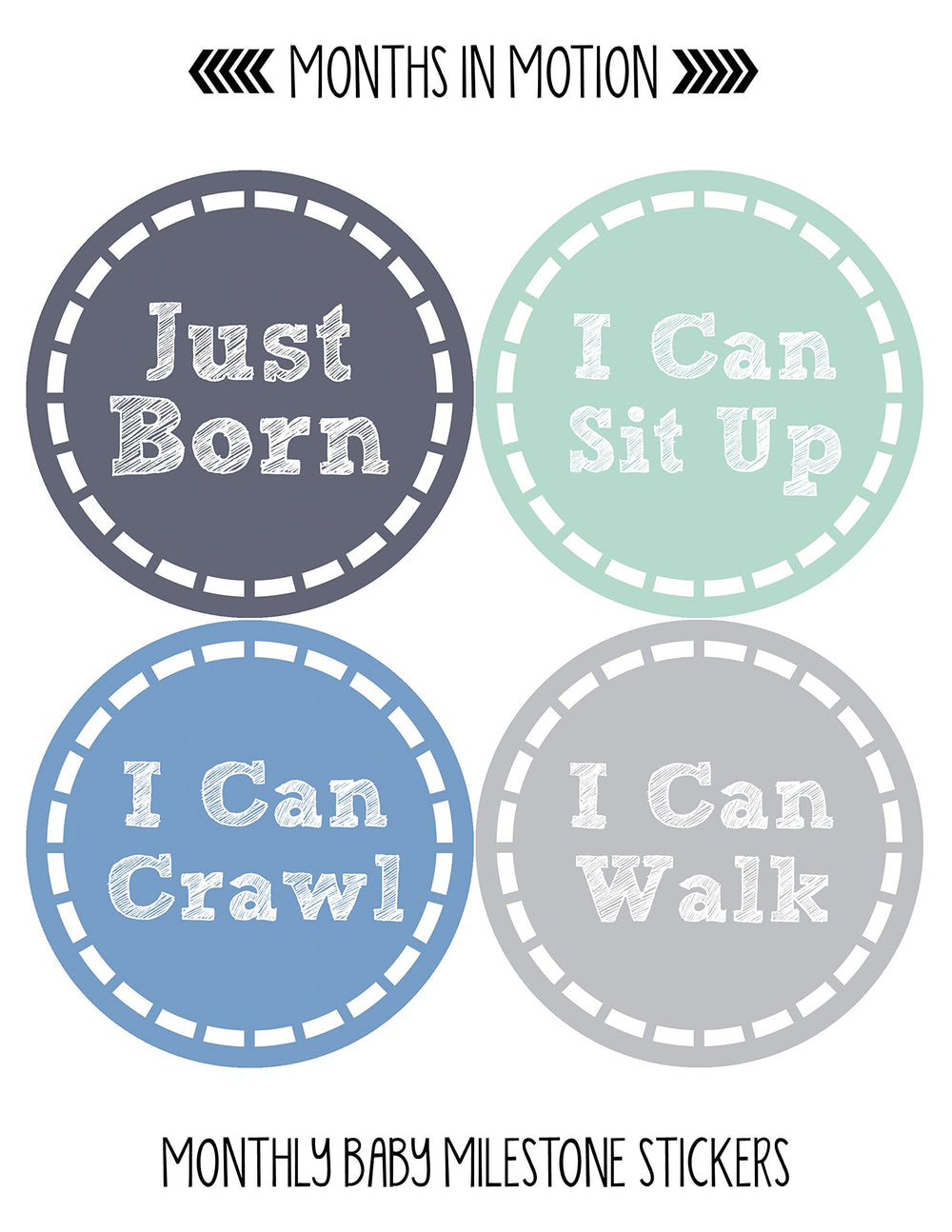 Months In Motion newborn boy stickers pack for registry and gifting