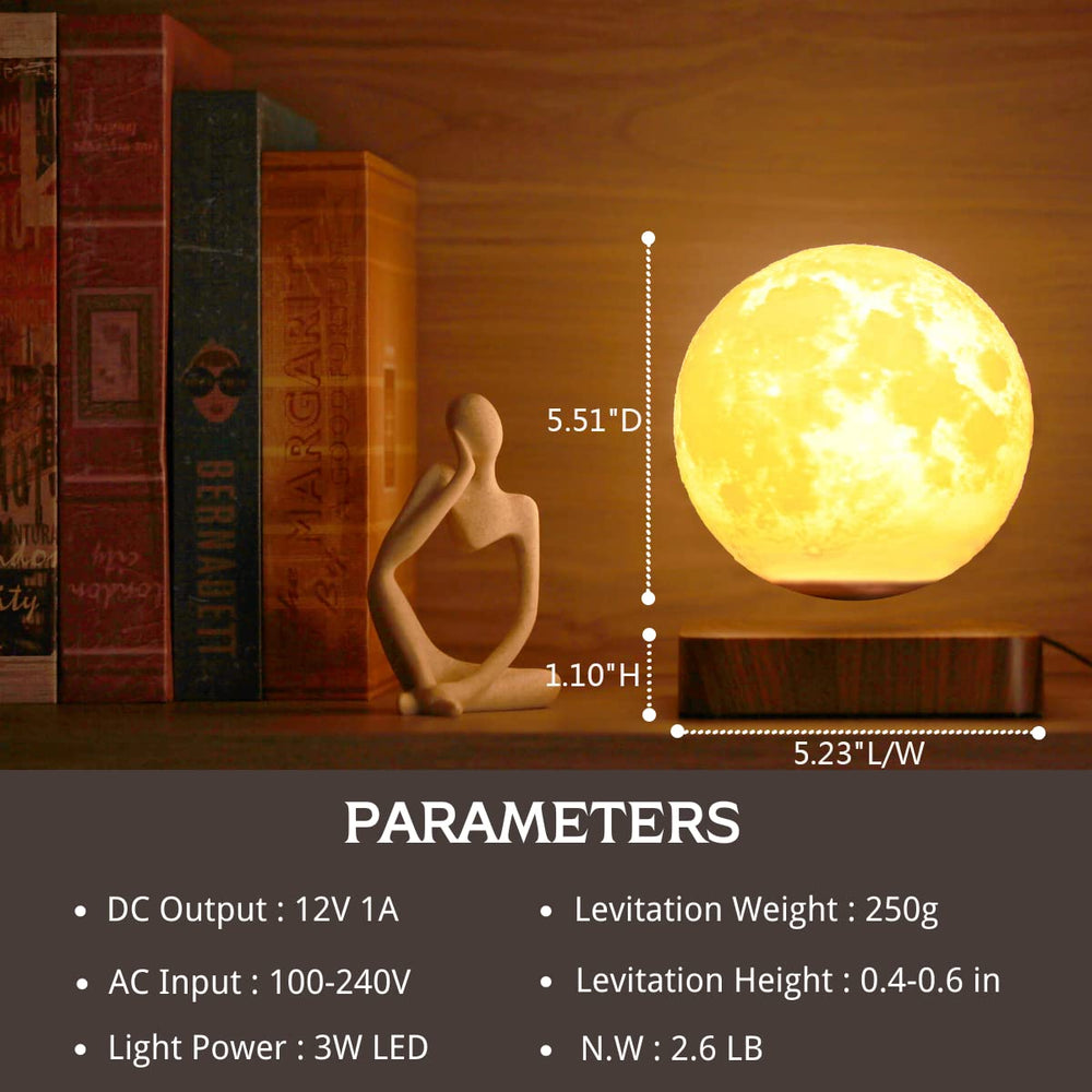 MOOCCI Levitating Moon Lamp setup on a balanced table proves easy to place anywhere.