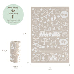 Moodie refill rolls of non-scented bags ready for travel and restock.