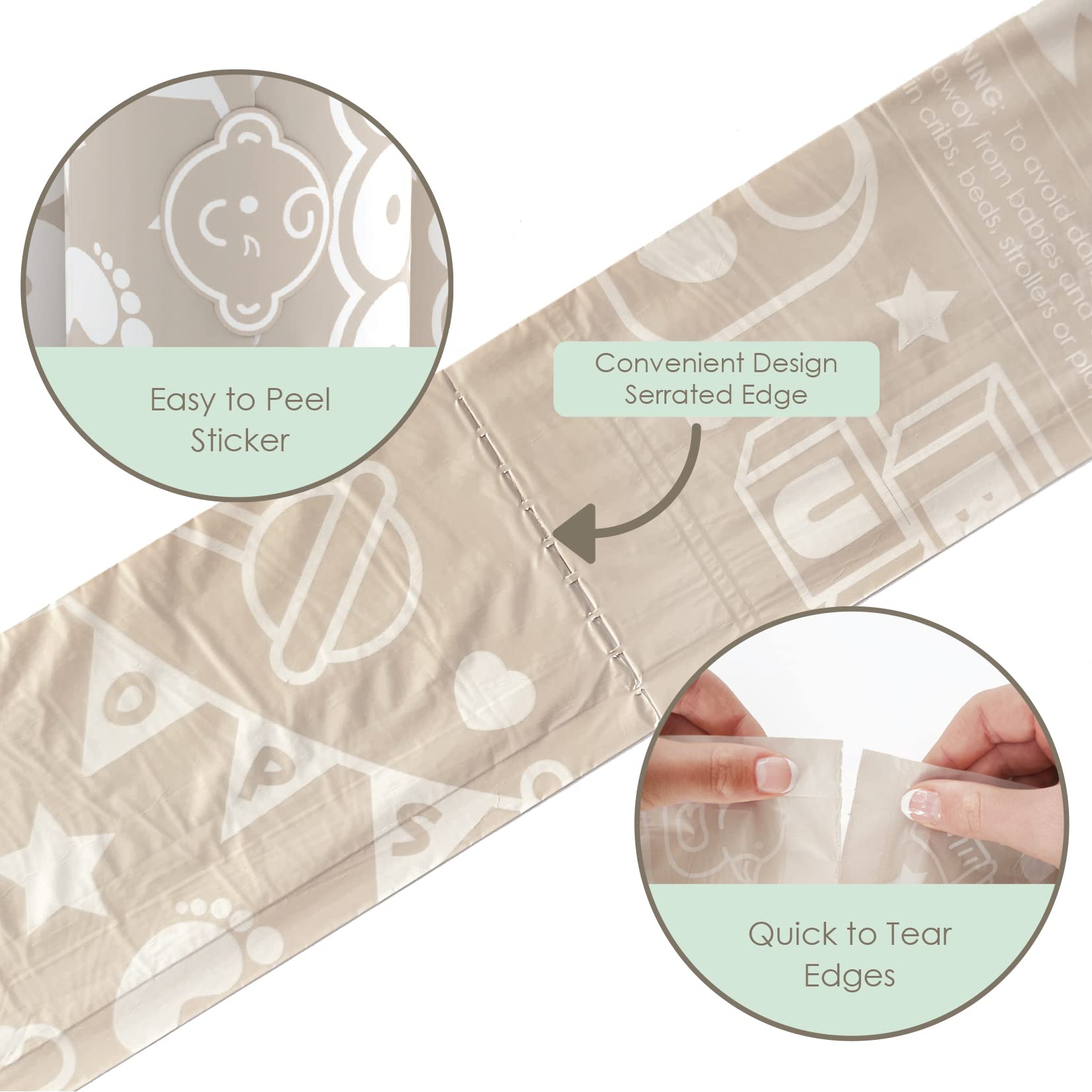Moodie packaged bags and dispenser for organized diaper disposal