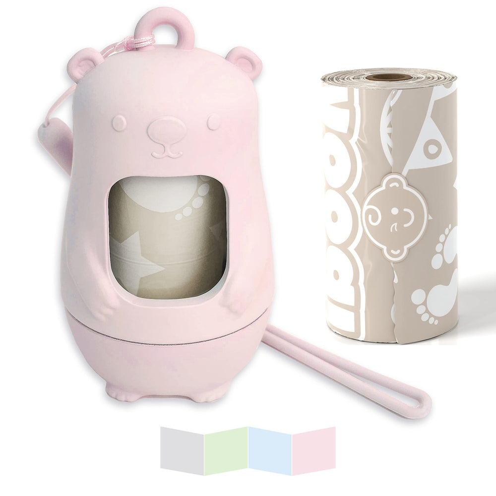 Moodie pink teddy-bear design with practical waste bags