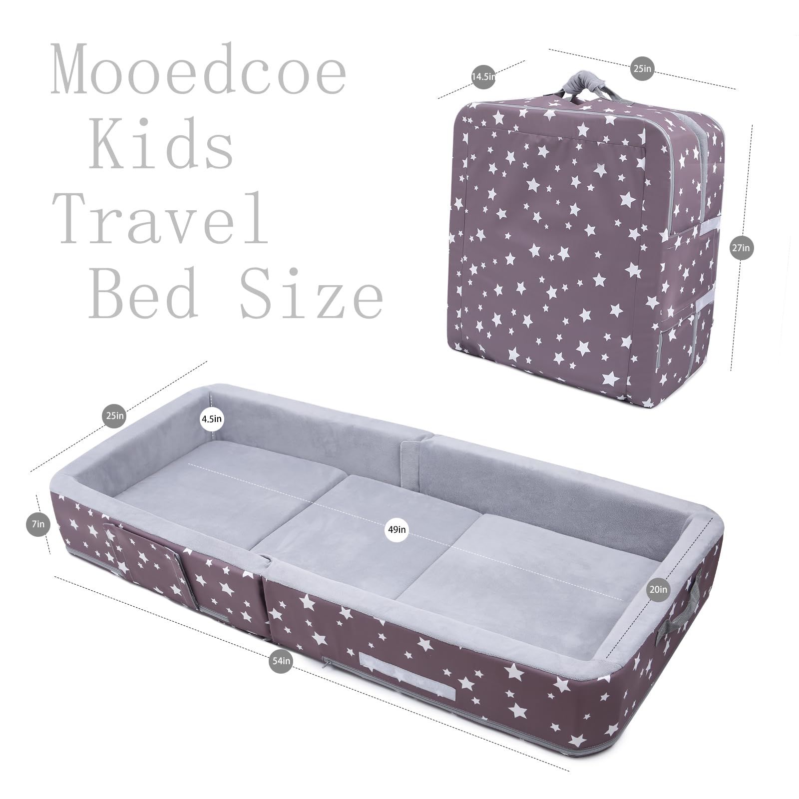Mooedcoe foldable toddler bed folded for travel shows portable sleep solution