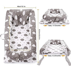 Mooedcoe portable baby cushion pad showing padded edge design defining the baby area