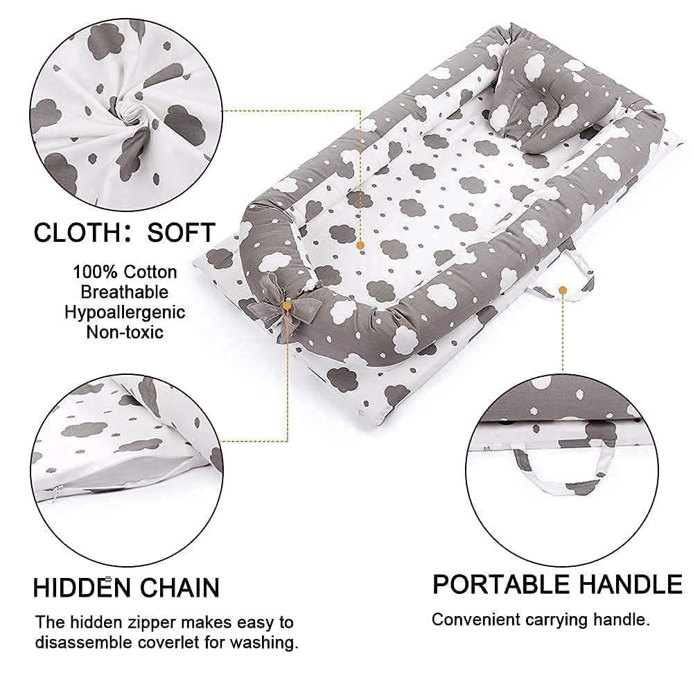 Mooedcoe portable baby cushion pad with removable cover for easy cleaning