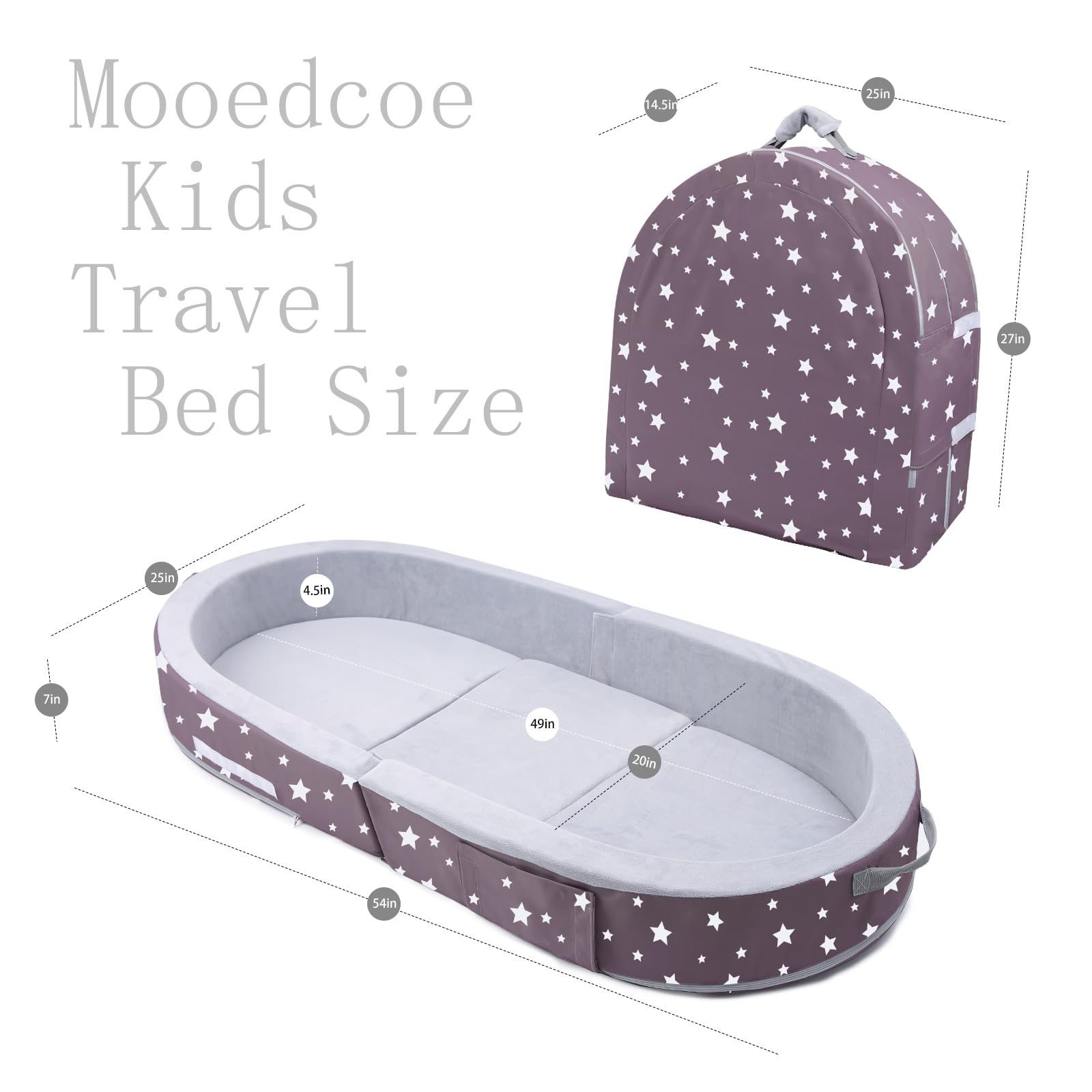 Mooedcoe toddler bed folded compact, easy to stash for trips and sleepovers.