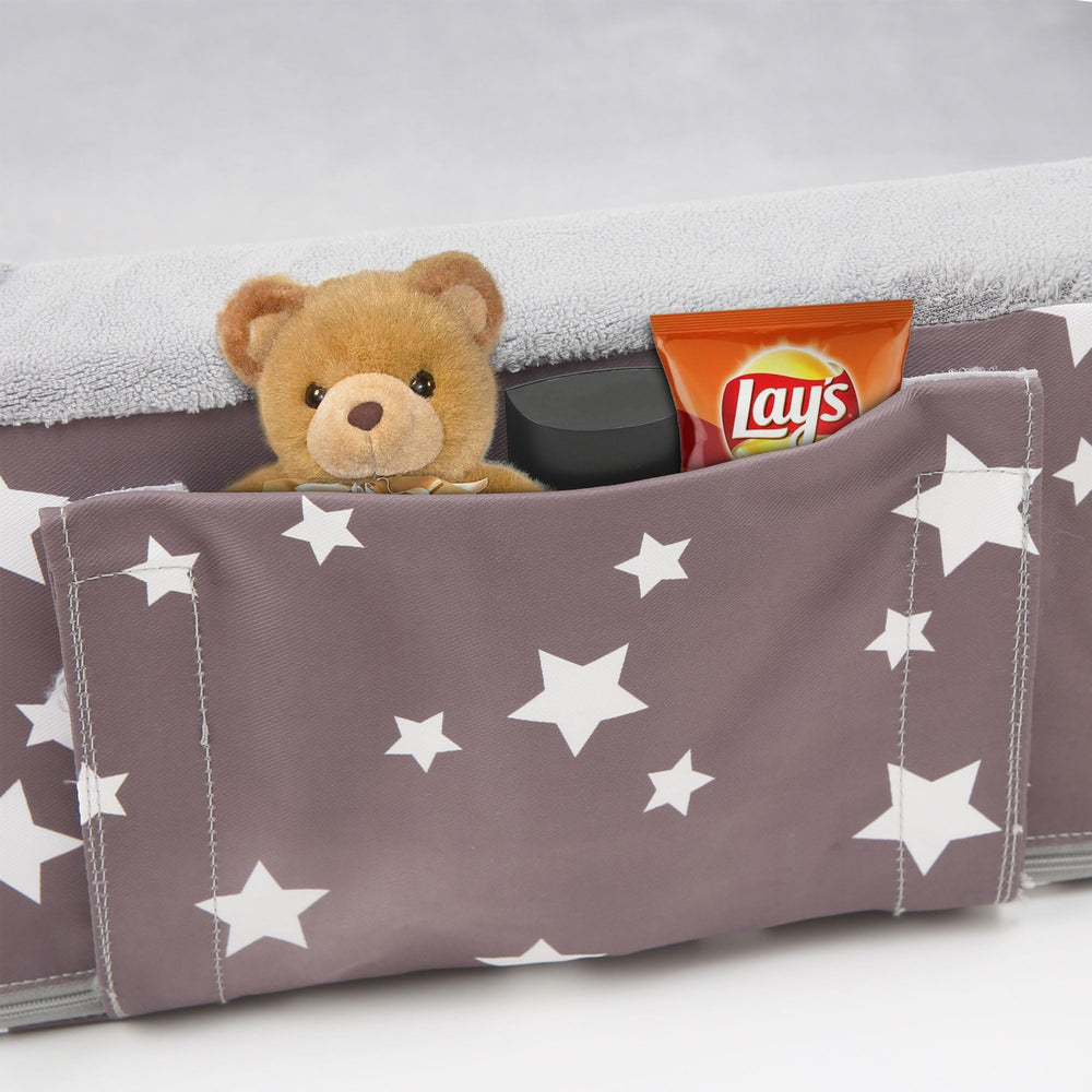 Mooedcoe travel case keeps bed ready for hotels and daycare.