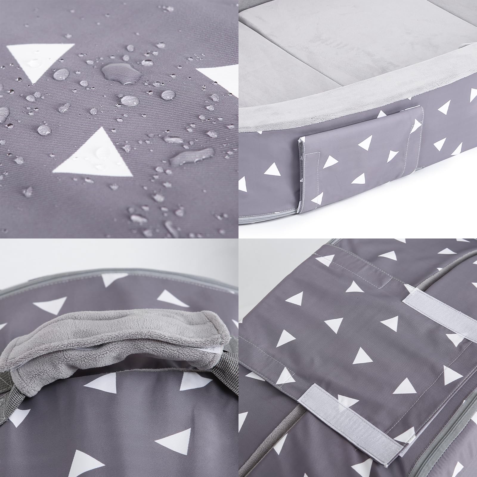 Mooedcoe toddler travel bed mattress showing cushioned comfort for naps.