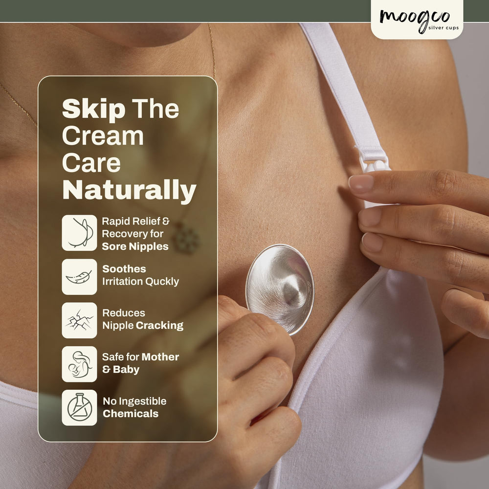 MoogCo nursing cups being cleaned with mild soap supports hygienic care between feeds.