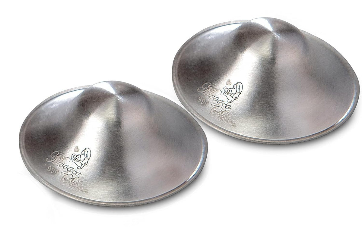 MOOGCO Original Silver Nursing Cups box shows premium newborn packaging.
