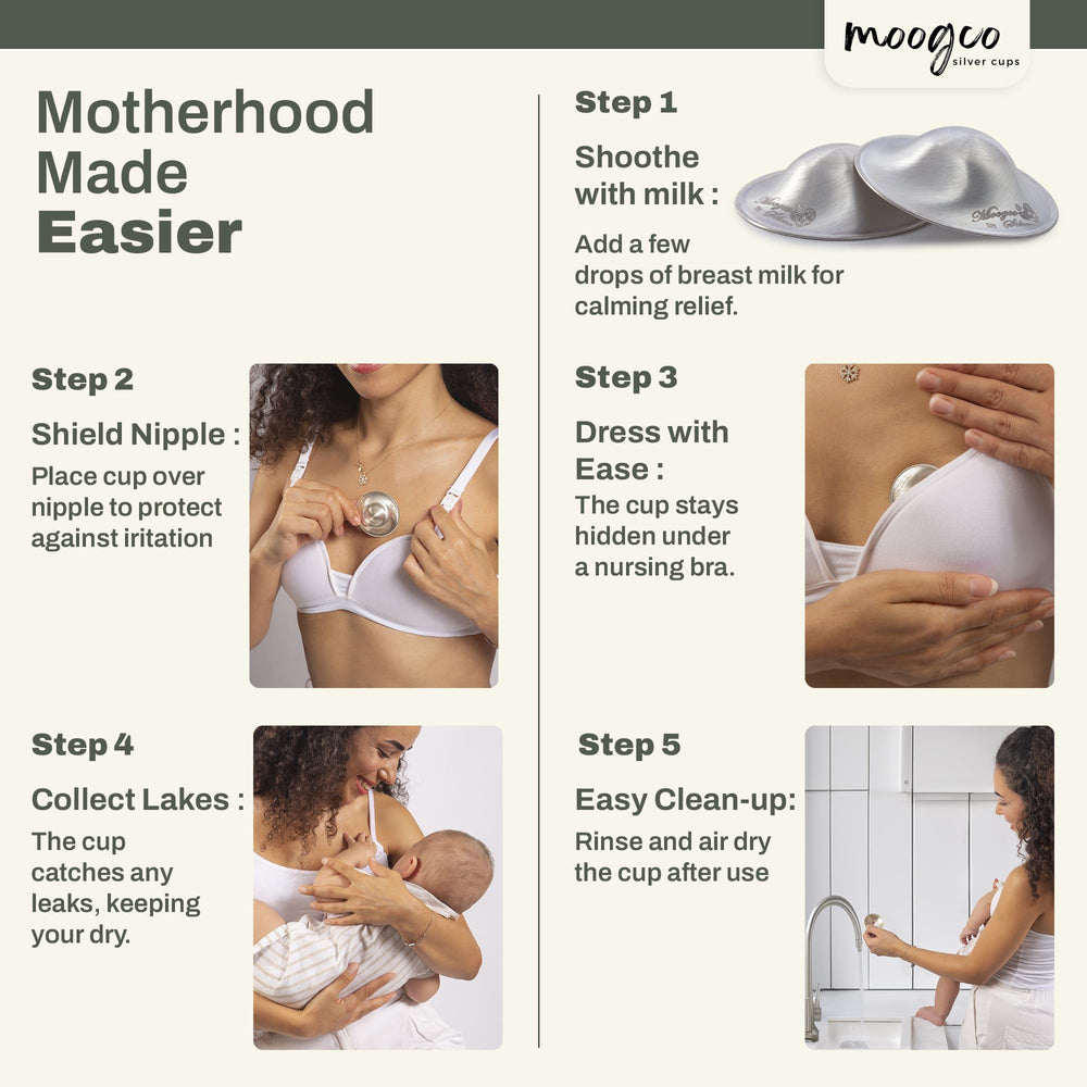 MOOGCO Silver Nursing Cups care and cleaning for easy maintenance.