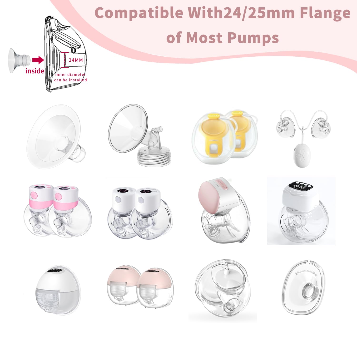 MOOMentaneous flange sizing kit compatible with Momcozy Willow Medela Spectra pumps