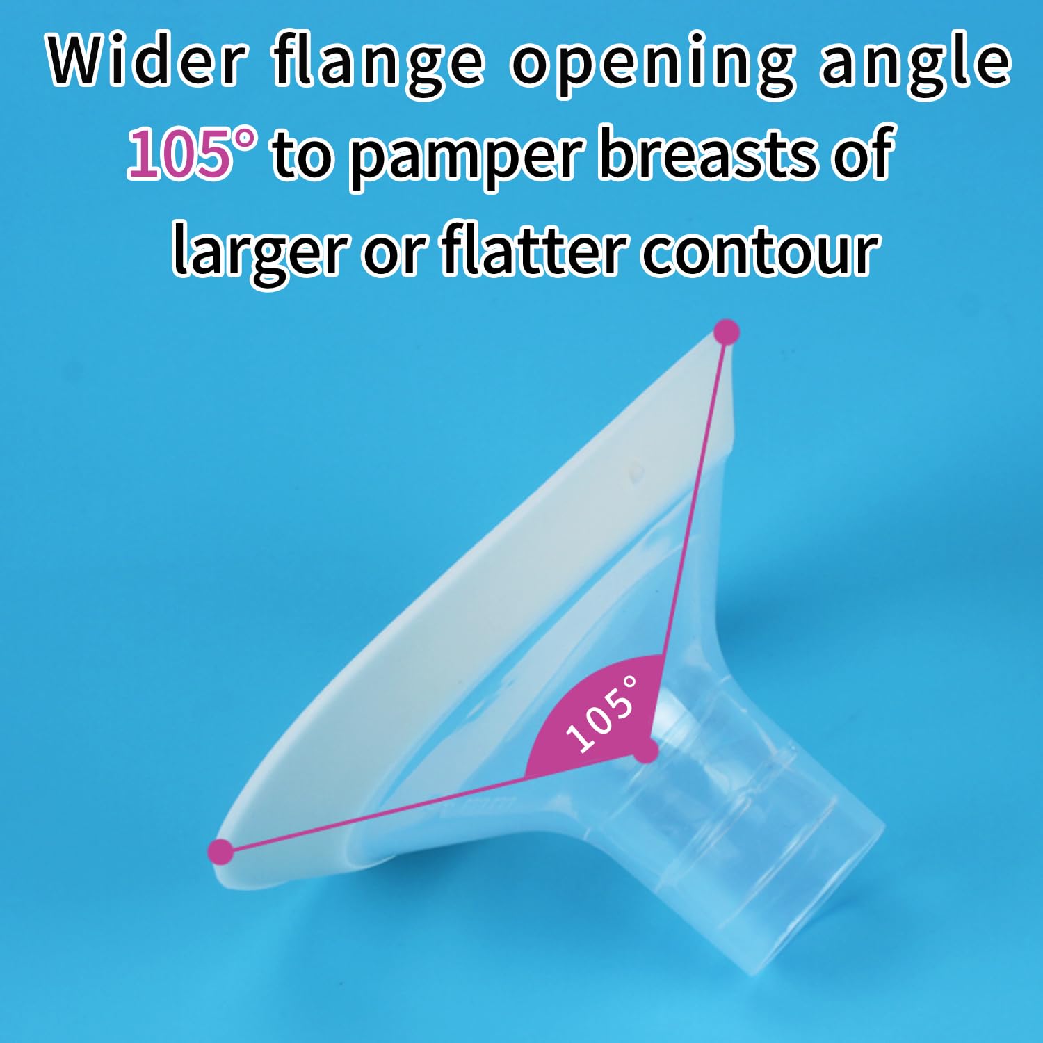 MOOMentaneous 105-degree opening angle flange provides natural-feel pressure relief