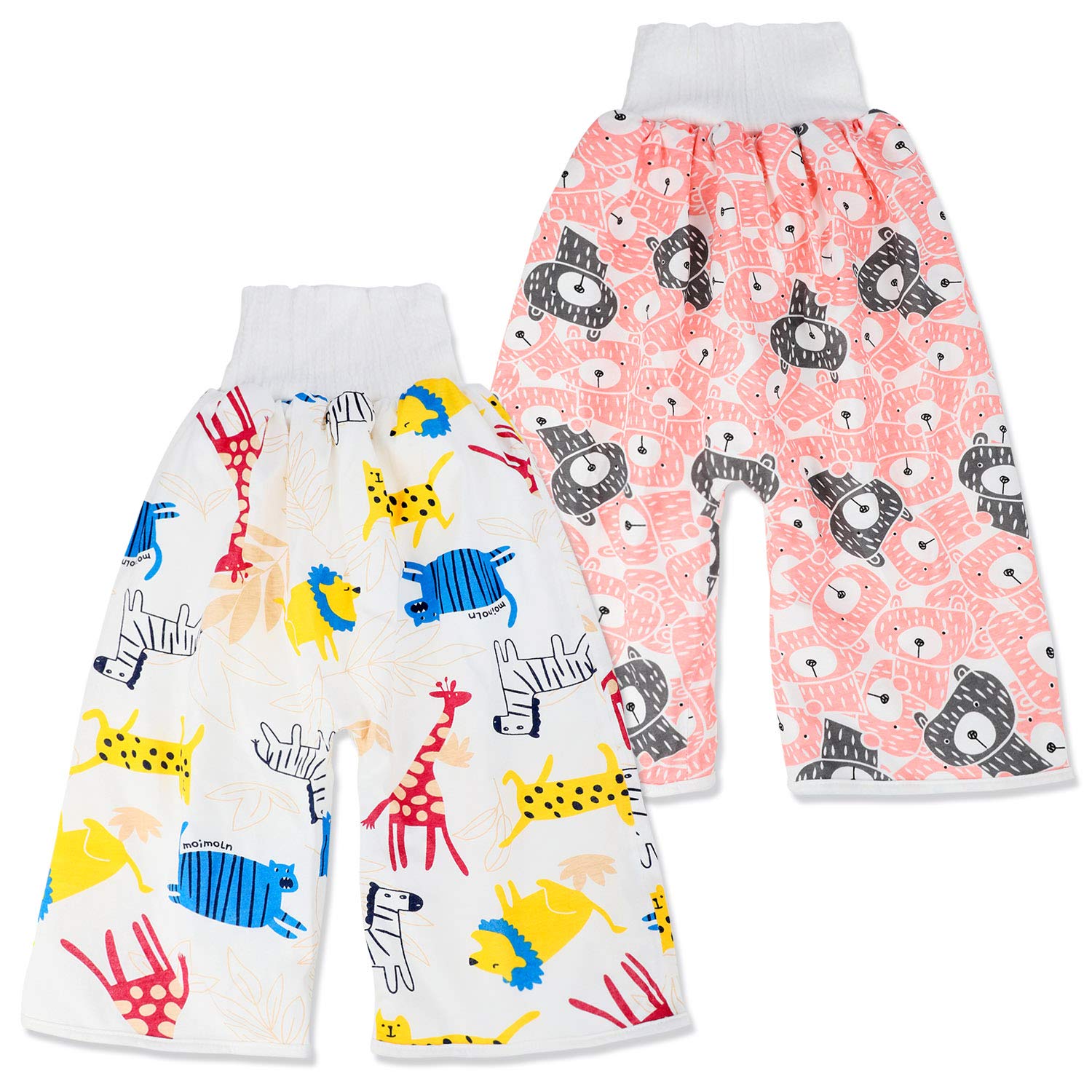 MooMoo Baby 2packs waterproof diaper pants front view for secure overnight protection.