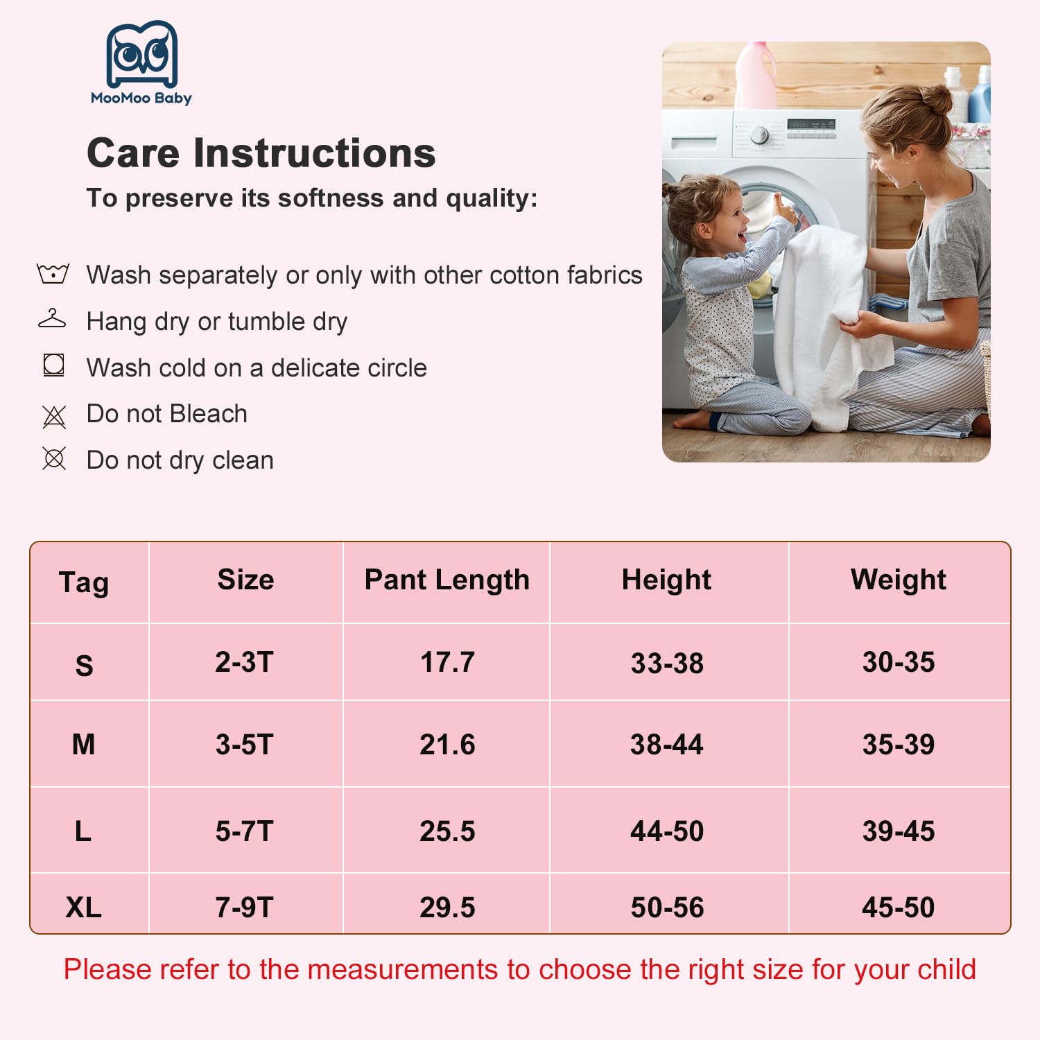 MooMoo Baby care instructions hand wash air dry longevity