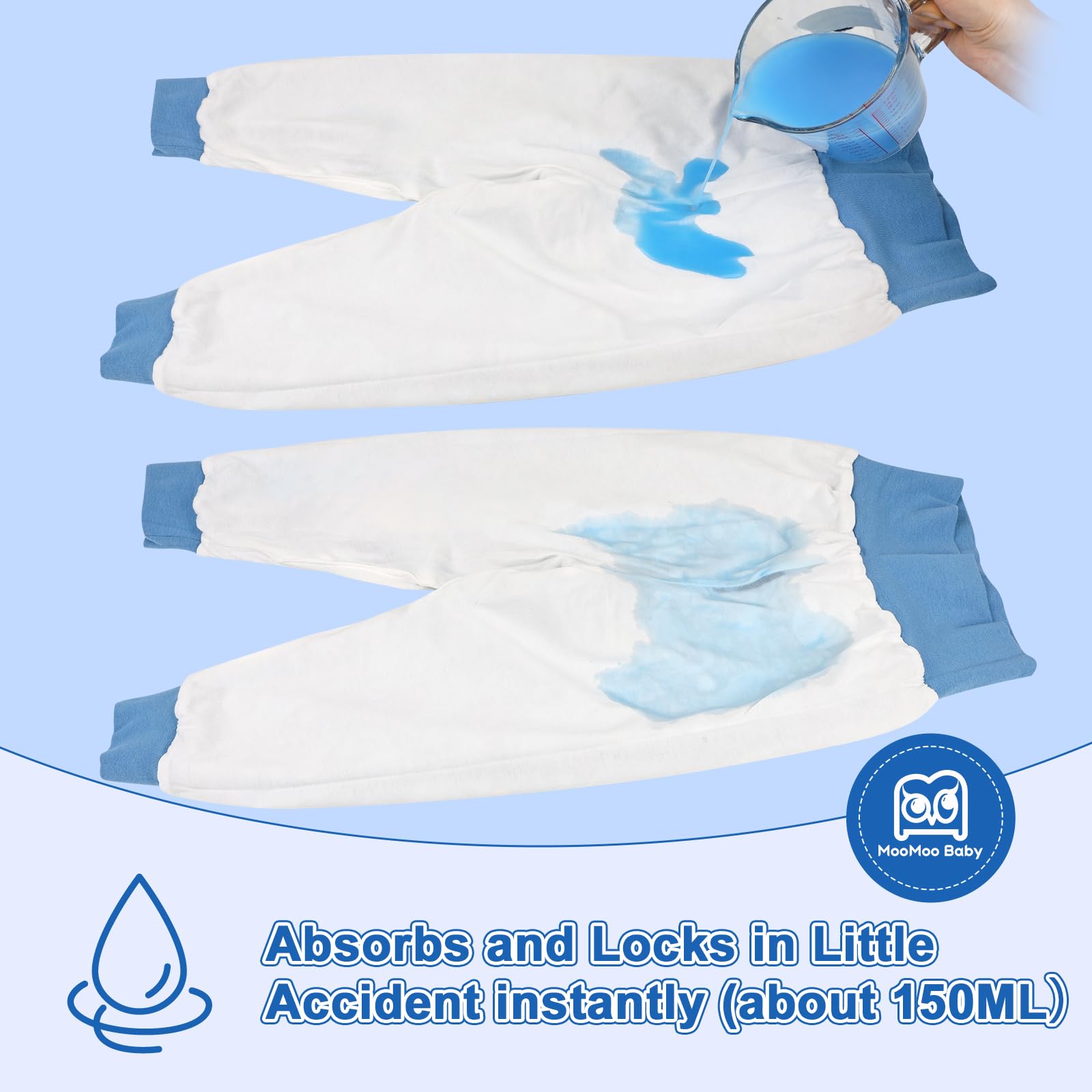 MooMoo Baby leakproof diaper pants ribbed cuffs 3: extra leak protection at night