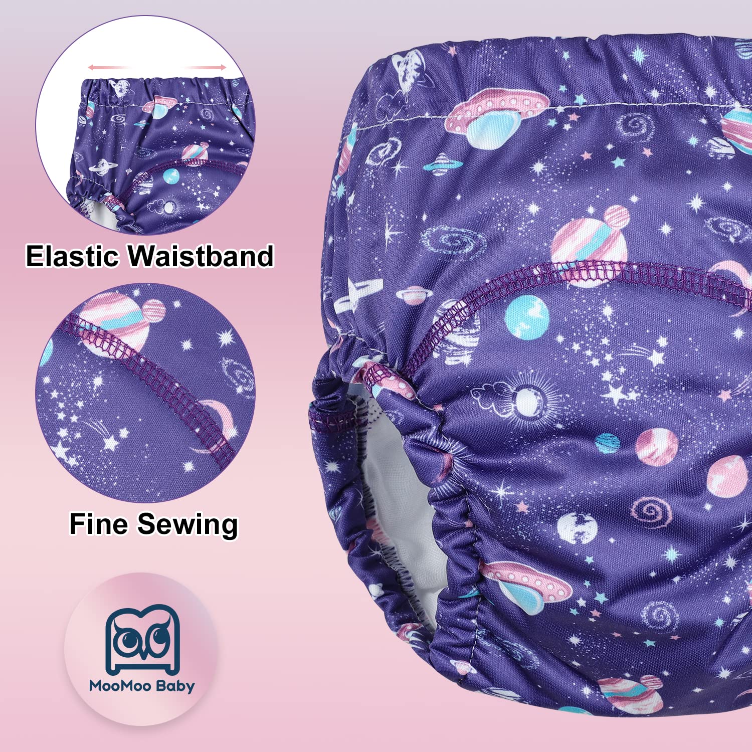MooMoo Baby boys girls usage image demonstrates versatile training pants for both genders