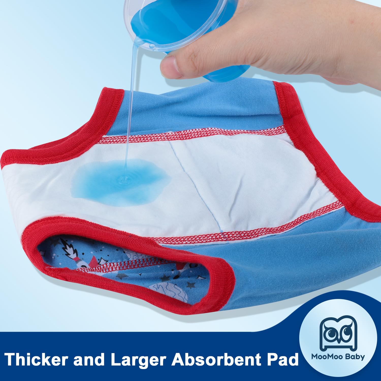 MooMoo Baby absorbent padding underwear keeps small accidents contained